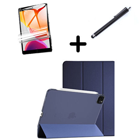 Apple iPad Pro 11 1. 2. 3. 4. Nesil Kılıf Set PU Deri Smart Tablet Kilifi Ekran Koruyucu + Kalem