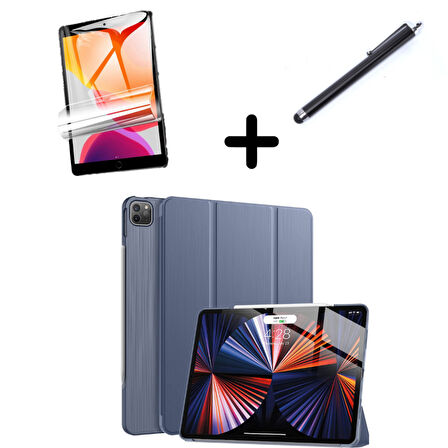 Apple iPad Pro 11 1. 2. 3. 4. Nesil Kılıf Set PU Deri Smart Tablet Kilifi Ekran Koruyucu + Kalem