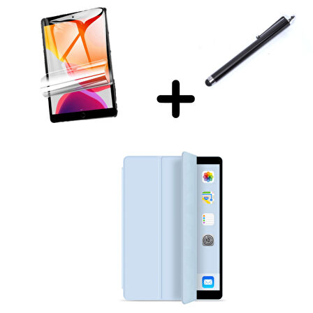 Apple iPad Air 3 / Pro 10.5" Kılıf Set PU Deri Smart Tablet Kilifi Ekran Koruyucu + Kalem