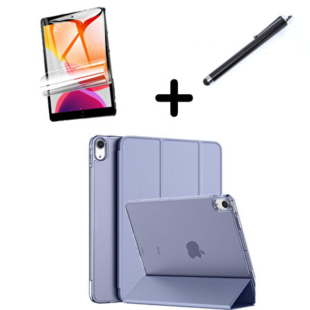 Apple iPad Air 4/5. Nesil 10.9 Kılıf SET PU Deri Smart Tablet Kilifi Ekran Koruyucu + Kalem (10.Nesil Değildir)