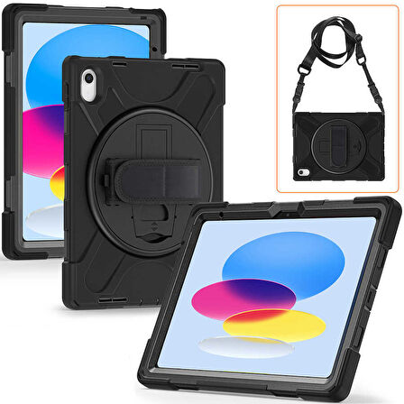 Apple iPad 11.Nesil A16 11inç/10.Nesil 10.9inç Kılıf Defender Askılı Zırhlı Tank Case