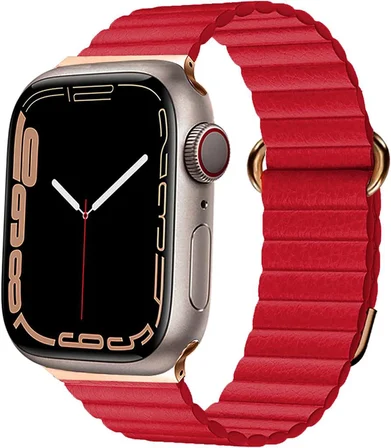 Apple Watch 42/44/45/46/49mm Kordon Mıknatıslı Magnetik Deri Kordon 2/3/4/5/6/se/7/8/9/10/ultra