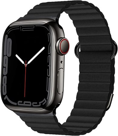 Apple Watch 42/44/45/46/49mm Kordon Mıknatıslı Magnetik Deri Kordon 2/3/4/5/6/se/7/8/9/10/ultra