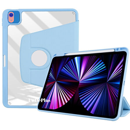 Apple iPad 11.Nesil A16 11inç/10.Nesil 10.9inç Kılıf Termik Kalem Bölmeli Dönebilen Standlı Kılıf Smart Case
