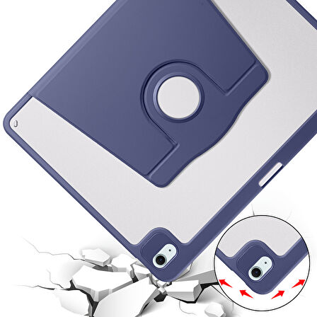 Apple iPad 11.Nesil A16 11inç/10.Nesil 10.9inç Kılıf Termik Kalem Bölmeli Dönebilen Standlı Kılıf Smart Case