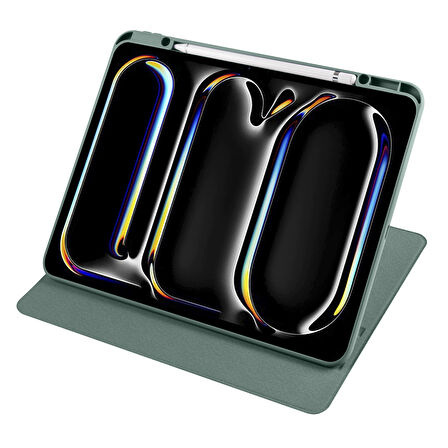Apple iPad Pro 12.9 6. 5. Nesil Kılıf Termik Kalem Bölmeli Dönebilen Standlı Kılıf Smart A2436-37-61-62 A2764-66 A2378-79