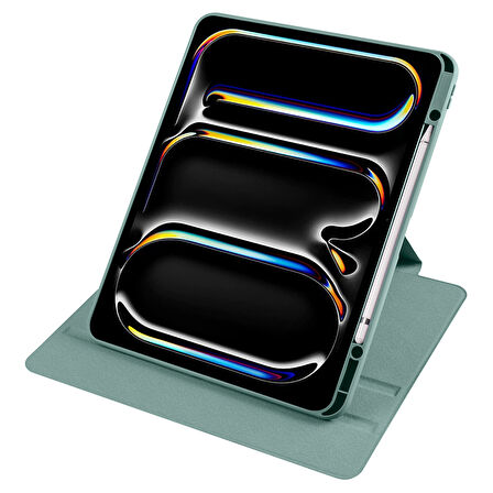 Apple iPad Pro 12.9 6. 5. Nesil Kılıf Termik Kalem Bölmeli Dönebilen Standlı Kılıf Smart A2436-37-61-62 A2764-66 A2378-79