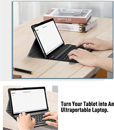 Samsung Galaxy Tab A8 10.5 SM-X200 X205 X207 Kılıf Kablosuz Klavyeli Kılıf Mobax Türkçe Klavye