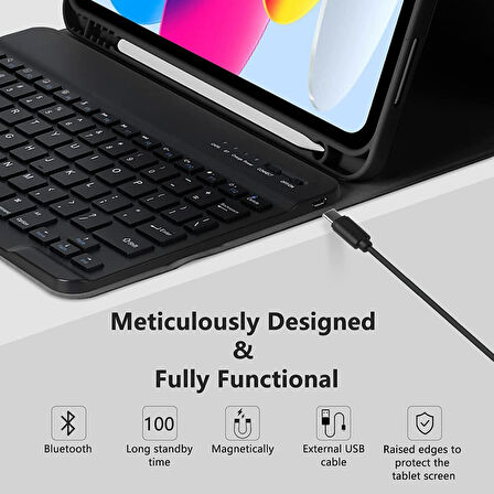 Apple iPad 11.Nesil A16 11inç/10.Nesil 10.9inç Kılıf Kablosuz Klavyeli Kılıf Mobax Türkçe Klavye