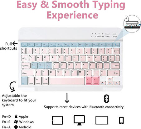 Apple iPad 11.Nesil A16 11inç/10.Nesil 10.9inç Kılıf Kablosuz Klavyeli Kılıf Mobax Türkçe Klavye