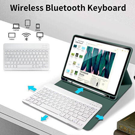 Apple iPad 11.Nesil A16 11inç/10.Nesil 10.9inç Kılıf Kablosuz Klavyeli Kılıf Mobax Türkçe Klavye