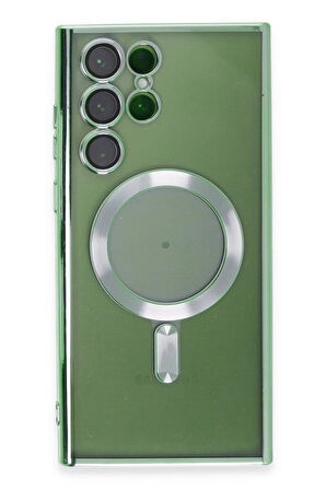 Samsung Galaxy S22 Ultra Kılıf Magsafe Kamera Lensli Korumalı Şeffaf Silikon Kapak