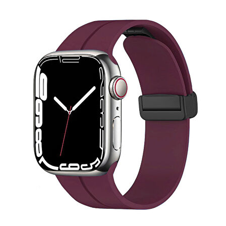 Apple Watch 42/44/45/46/49mm Kordon Magnetli Ayarlanır Silikon Kordon 2/3/4/5/6/se/7/8/9/10/ultra