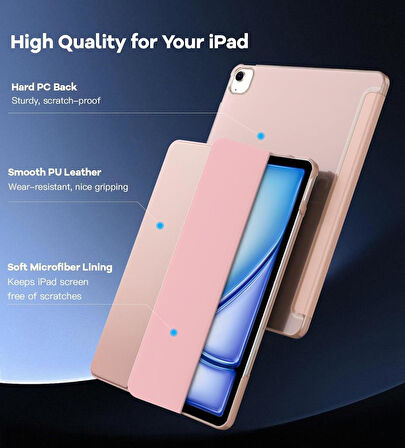 Apple iPad Air 13inç M2 Uyumlu Kılıf PU Deri Smart Standlı Case A2898 A2899 A2900