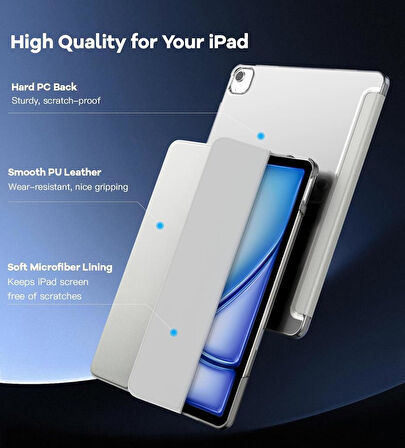 Apple iPad Air 13inç M2 Uyumlu Kılıf PU Deri Smart Standlı Case A2898 A2899 A2900