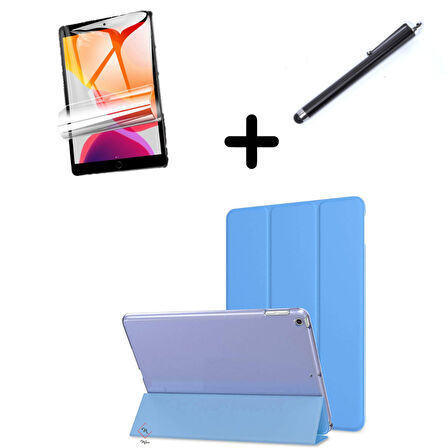 Apple iPad Air 13inç M2 Kılıf SET PU Deri Smart Tablet Kilifi Ekran Koruyucu + Kalem A2898 A2899 A2900