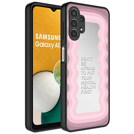 Samsung Galaxy A13 4G Kılıf Aynalı Desenli Kamera Korumalı Parlak Mirror Kapak