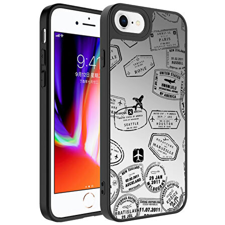 Apple iPhone SE 2022 Kılıf Aynalı Desenli Kamera Korumalı Parlak Mirror Kapak