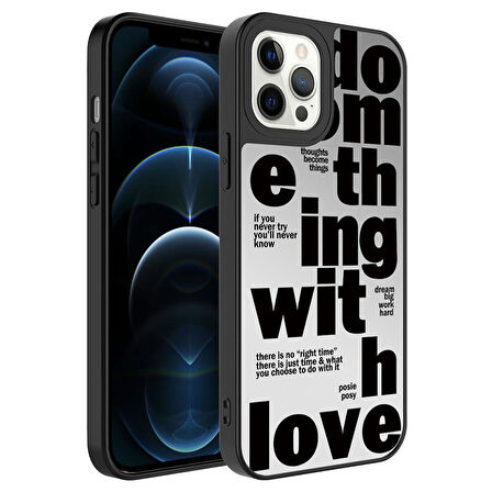 Apple iPhone 12 Pro Max Kılıf Aynalı Desenli Kamera Korumalı Parlak Mirror Kapak