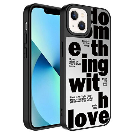 Apple iPhone 13 Kılıf Aynalı Desenli Kamera Korumalı Parlak Mirror Kapak