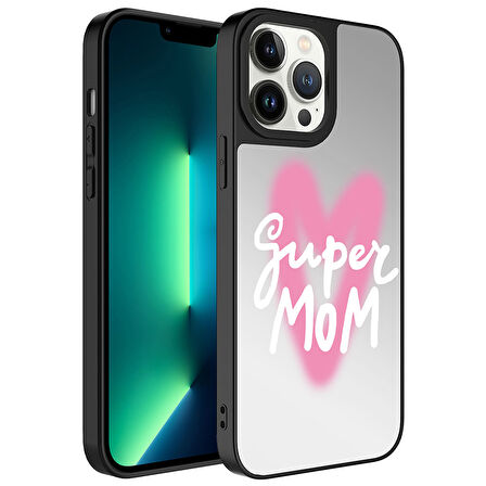 Apple iPhone 13 Pro Kılıf Aynalı Desenli Kamera Korumalı Parlak Mirror Kapak