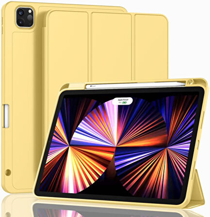 Apple iPad Pro 12.9 6. Nesil 2022 Kılıf Pen Charge Kalem Bölmeli A2436 A2437 A2764 A2766