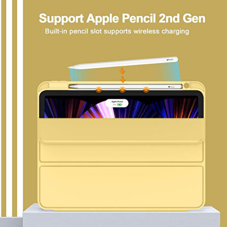 Apple iPad Pro 12.9 6. Nesil 2022 Kılıf Pen Charge Kalem Bölmeli A2436 A2437 A2764 A2766