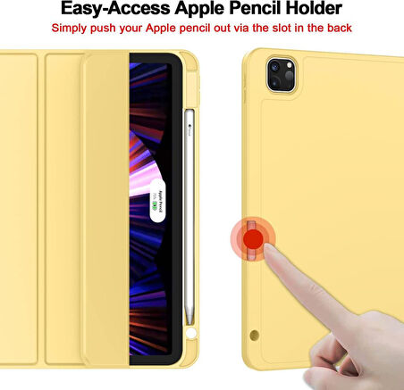 Apple iPad Pro 12.9 6. Nesil 2022 Kılıf Pen Charge Kalem Bölmeli A2436 A2437 A2764 A2766