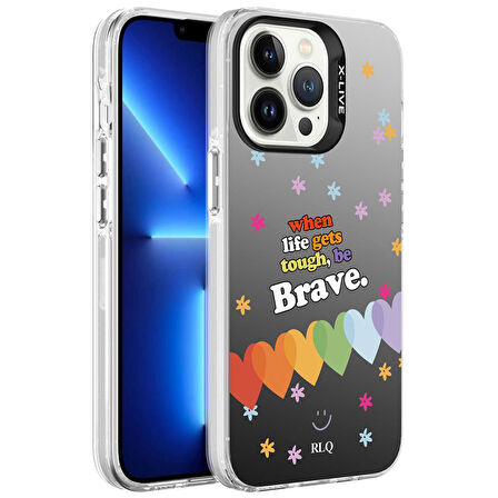 Apple iPhone 13 Pro Max Kılıf Desenli Silver Sert Kapak