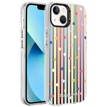 Apple iPhone 13 Kılıf Desenli Silver Sert Kapak