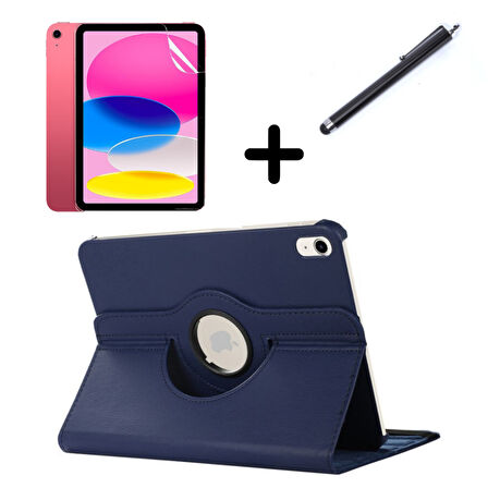 Apple iPad 9. 8. 7. Nesil 10.2" Kılıf Dönen Tablet Kilifi Ekran Koruyucu+Kalem 2019 2020 2021
