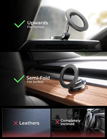 360 Dönebilen Magsafe Mıknatıslı Magnetik Stand Araç İçi Telefon Tutucu (Wireless Şarj Yapmaz)