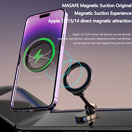 360 Dönebilen Magsafe Mıknatıslı Magnetik Stand Araç İçi Telefon Tutucu (Wireless Şarj Yapmaz)