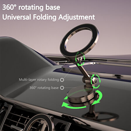 360 Dönebilen Magsafe Mıknatıslı Magnetik Stand Araç İçi Telefon Tutucu (Wireless Şarj Yapmaz)