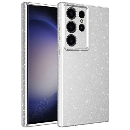 Samsung Galaxy S23 Ultra Kılıf Simli Silikon Lüks Kapak