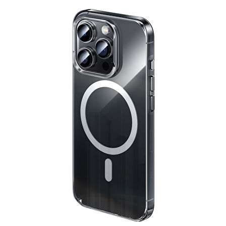 Apple iPhone 15 Pro Max için Magsafe ile uyumlu Kılıf Sert PC Şeffaf Kapak Embos