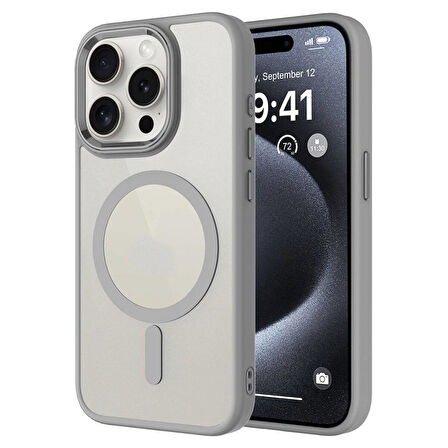 Apple iPhone 15 Pro Max Kılıf Krom Magsafe Silikon Kapak