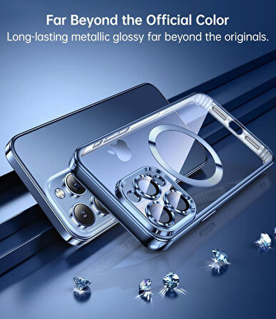 Apple iPhone 15 Pro Max Kılıf Magsafe Kamera Lensli Korumalı Şeffaf Silikon Kapak