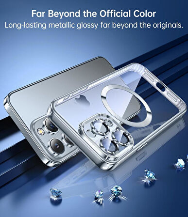 Apple iPhone 15 Pro Max Kılıf Magsafe Kamera Lensli Korumalı Şeffaf Silikon Kapak