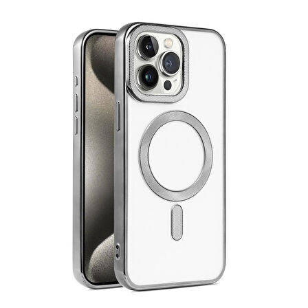 Apple iPhone 15 Pro Max Kılıf Pütür Dizayn Magsafe Şeffaf KRNS Case