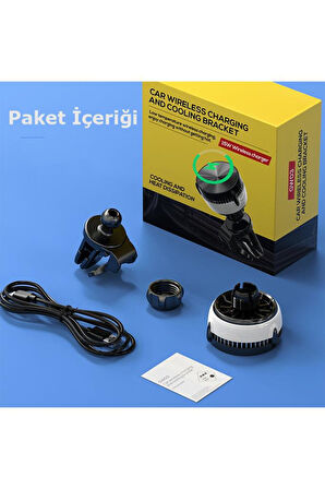 GW03 Izgara Klipsli Ayaklı Soğutmalı 15W Kablosuz Şarjlı Magsafe Araç İçi Telefon Tutucu