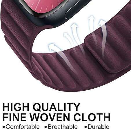 Apple Watch 42/44/45/46/49mm Kordon FineWoven İnce Dokuma Manyetik Baklalı 2/3/4/5/6/se/7/8/9/10/ultra