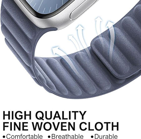Apple Watch 42/44/45/46/49mm Kordon FineWoven İnce Dokuma Manyetik Baklalı 2/3/4/5/6/se/7/8/9/10/ultra
