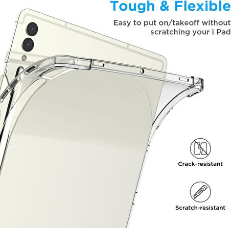 Samsung Galaxy Tab S9 FE Plus/S10 Plus/S9 Plus Kılıf Darbelere Dayanıklı Şeffaf Kapak X610-16-810-18 X820