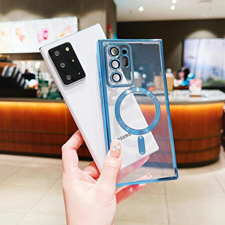 Samsung Galaxy Note 20 Ultra Kılıf Magsafe Kamera Lensli Korumalı Şeffaf Silikon Kapak