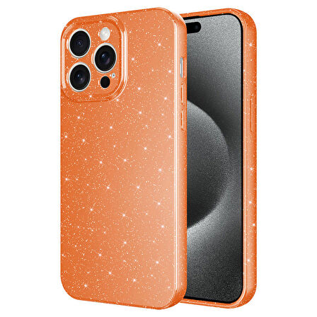 Apple iPhone 15 Pro Kılıf Simli Silikon Lüks Kapak