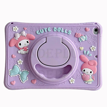 Apple iPad Air 5 10.9" 2022 M1 Kılıf Cute Dolls Standlı Eğlenceli 3D Karekterli Çocuk Kılıfı A2588 A2589 A2591