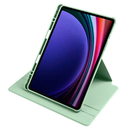 Samsung Galaxy Tab S9/ S9 FE Kılıf Termik Kalem Bölmeli Dönebilen Standlı Kılıf
