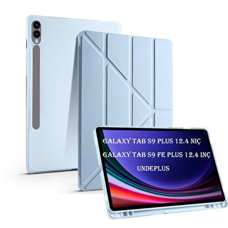 Samsung Galaxy Tab S9 Plus X810 X816 X818 Kılıf Kalem Bölmeli Trifolding Case