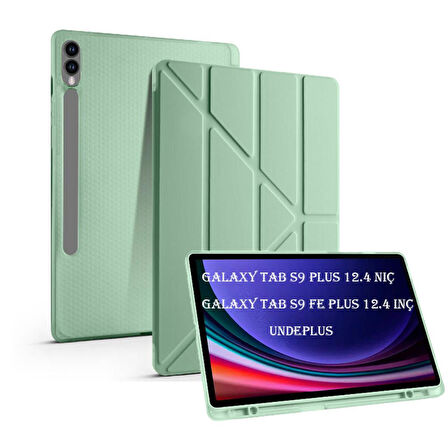 Samsung Galaxy Tab S9 Plus X810 X816 X818 Kılıf Kalem Bölmeli Trifolding Case